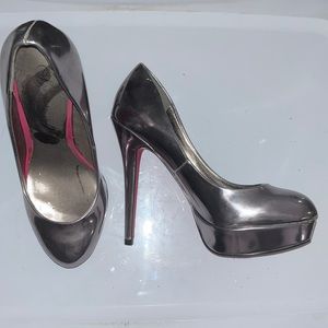 Silver stiletto heels